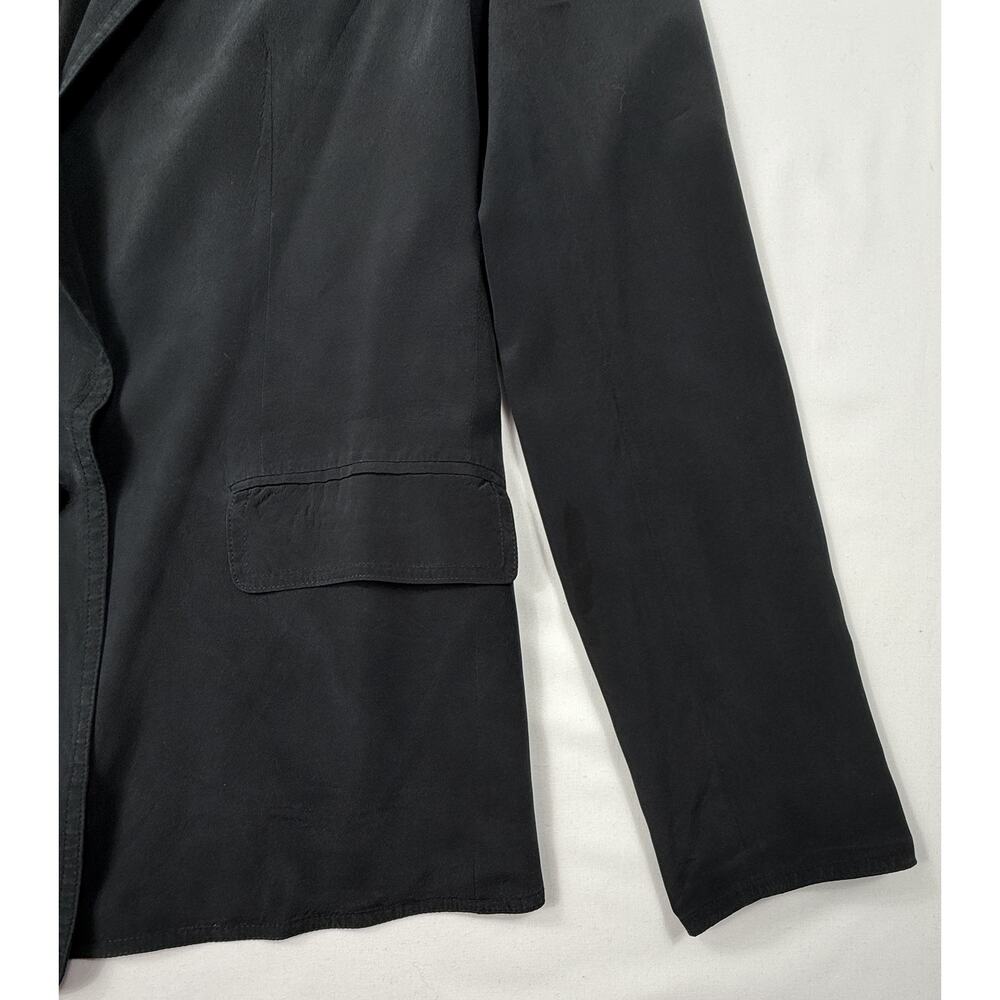 DKNY VTG Silk Black Slim-Fit One-Button Blazer Sz 2 - Picture 4 of 10